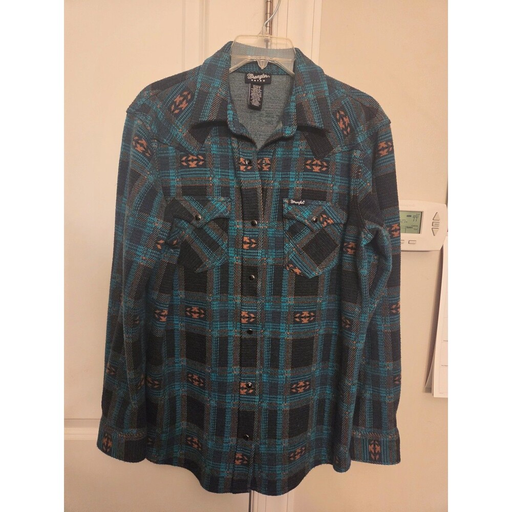 Wrangler Retro Green Plaid Button-Front Shirt Jacket Size S